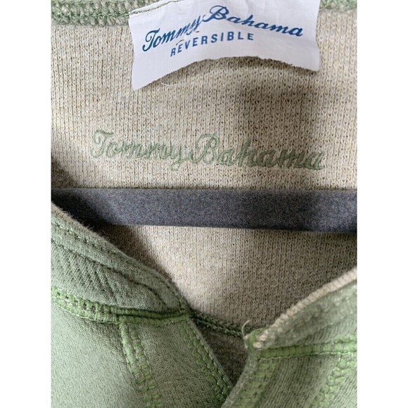 Tommy Bahama Sweater Mens XL Green Tan Reversible Pullover Long Sleeve Sweater - Picture 7 of 9